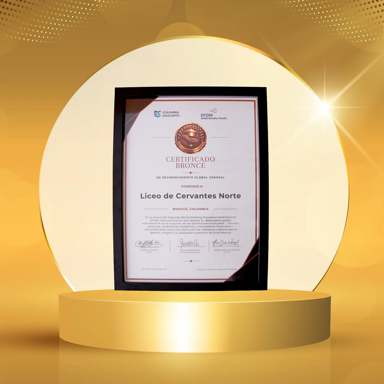 Certificado Bronce Reconocimiento Global General - Liceo de Cervantes Norte